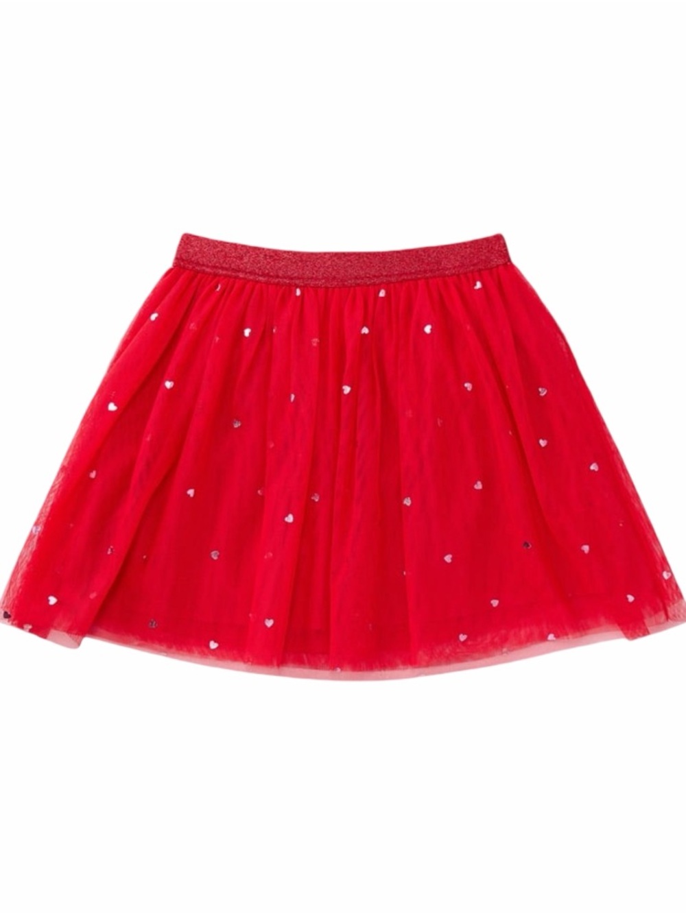 Girls' Red Tulle Skirt with Glitter Waistband